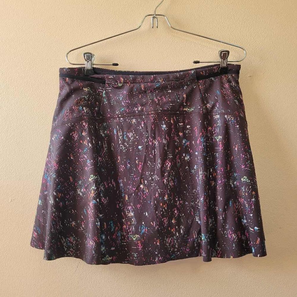 ATHLETA Match Point Printed Brown Confetti Splater UPF Skort 13.5" Medium - Picture 2 of 9